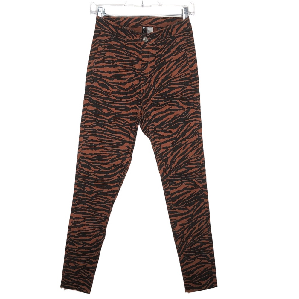 H&M DIVIDED Zebra Print High Rise Skinny Jeans Pants Size 6